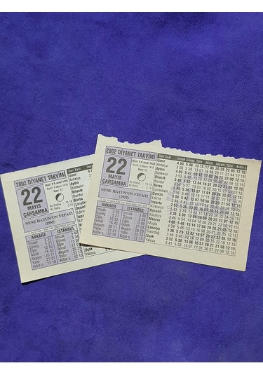 22 Mayıs 2002 Takvim Yaprağı - Nostalji Koleksiyonluk Takvim Yaprağı