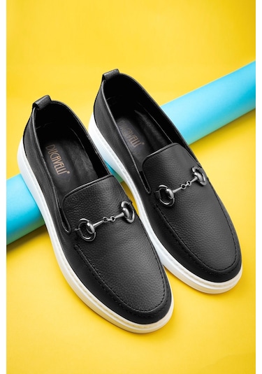 Ducavelli Anchor Hakiki Deri Erkek Günlük Ayakkabı, Loafer Ayakkabı, Hafif Ayakkabı, Yazlık Ayakkabı, Hafif Ayakkabı Siyah