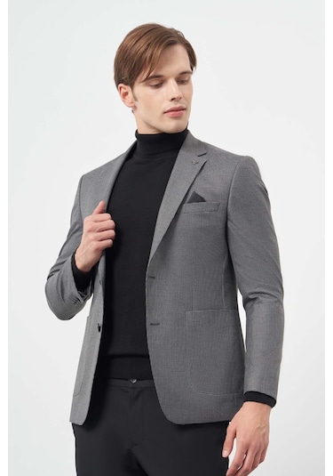 Füme Kazayağı Desen Bez Ayağı Mono Yaka Tam Astar Çift Yırtmaç 2 Düğme 6 Drop Slim Fit Classic Ceket 1002245106 Füme Füme Kazayağı Desen Bez Ayağı Mono Yaka Tam Astar Çift Yırtmaç 2 Düğme 6 Drop Slim Fit Classic Ceket 1002245106 Füme