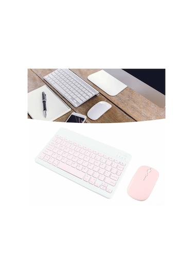 Ximistore9 Mavi 10 İnç Ultra İnce Sessiz Bt Klavye + 1600 Dpı Mouse Seti - Fn Tuşları, Usb Şarjlı, Windows/ios/android Uyumlu