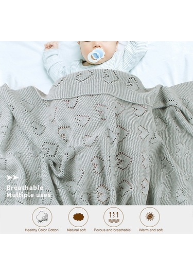 Sones Çok İşlevli Bebek Örgü Aşk İçi Boş Rüzgar Geçirmez Klima Battaniyesi Kılıfı, Boyut: 100x80cm Kot Mavisi Mavi