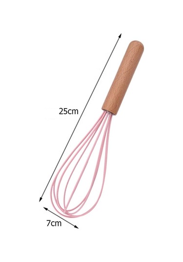 Pembe 1 Adet Silikon Yumurta Çırpıcı Çırpma Teli Ahşap Saplı Mutfak El Yumurta Çırpıcı Alet Mutfak Gereçleri Pişirme Aksesuarları