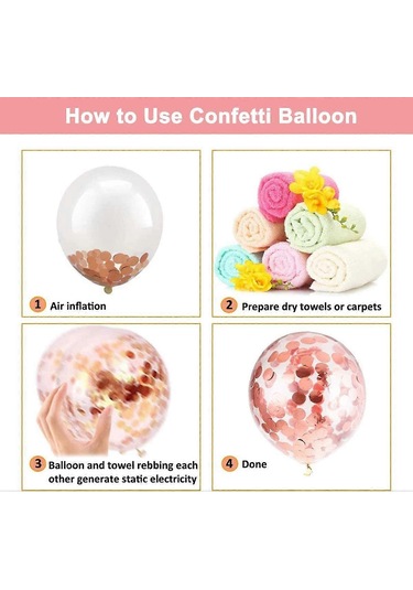 Balon Kemer Seti, 132 Parça Gül Altın Doğum Günü Partisi Dekorasyonu, 10 Adet Konfeti Balonu, 120 Adet Lateks Balon Ve Bağlama Aletleri, Dekorasyon Balonları Diğer