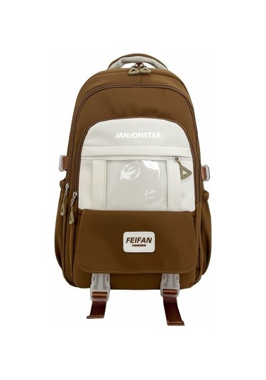 Sevimli Karikatür Desenli Yumuşak Kız Okul Çantası, Kadın Ve Genç Kızlar İçin Şık Sırt Çantası, Laptop Ve Tablet Taşımaya Uygun Öğrenci Çantası Kahverengi