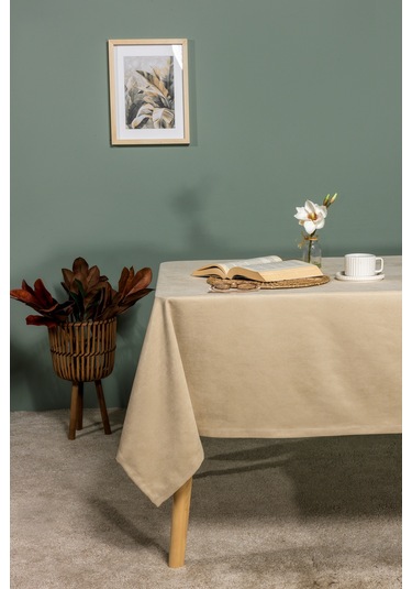 Elart Soft Kadife Masa Örtüsü Dikdörtgen 150x220 Cm Taş Taş