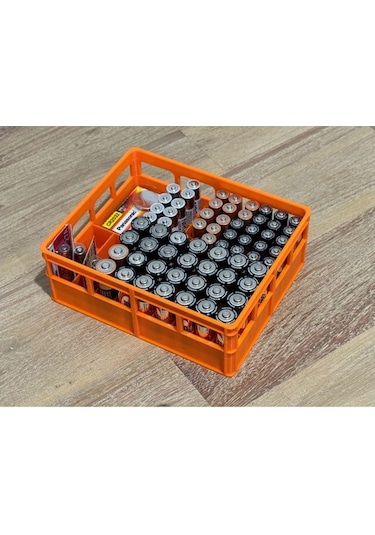 Pil Saklama Kutusu Sandığı Xxl Aa / Aaa / 9v 2032 Para Pili Plastik Kasa Görünümlü Turuncu