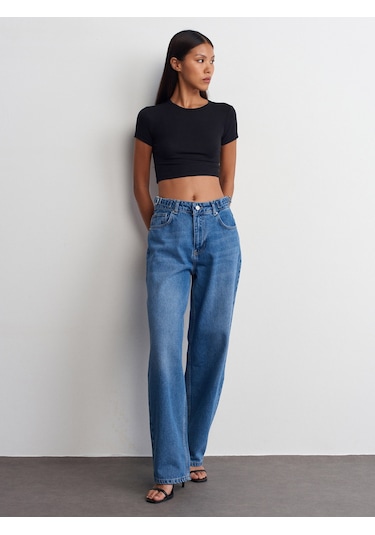 Dilvin Modal Crop Top Siyah