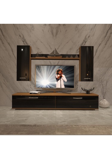 Decoraktiv Eko 7 Slm Std Tv Ünitesi Tv Sehpası Ceviz - Siyah