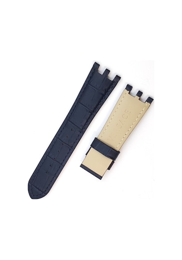 Versace Hakiki Deri Saat Kayşı Kordonu Lacivert  24 Mm
