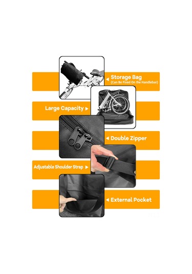 Jeemson 14-16 İnç Klap Bisiklet Taşıma Çantası, Oxford Kumaş 600d+210d , Omuz Kemerli, Hafif 0.95kg , C Tipi, Ek Depolama Çantası İçerir Çok Renkli