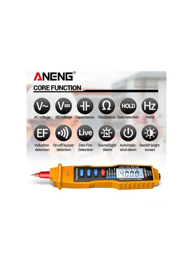 Maiyame Aneng A3003 Sarı Kalem Tipi Dijital Multimetre: Enerji Tasarrufu, Flaş Lambası, Ses Ve Işık Alarmı, 4000 Sayım Pil Dahil Değil