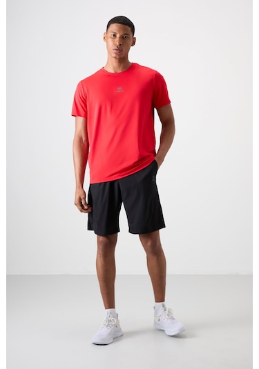 Tommy Life Kırmızı Polyester Dokulu İnce Esnek Standart Fit Erkek Performans T-shirt - 88387 001