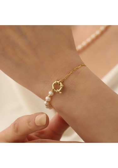 925 Ayar Gümüş Cream Tatlı Su İncisi Set-5.59mm