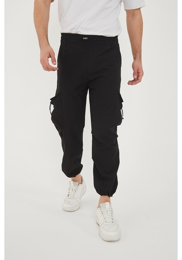 Camp Scoutland Camp550 Outdoor Tactical Kargo Cepli Ayarlanabilir Paçalı Oversize Erkek Jogger Yürüyüş Pantolonu Siyah