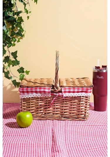 Saklıkent Hasır Dikdörtgen Piknik Sepeti 40x28 Cm Kahverengı Kahverengi