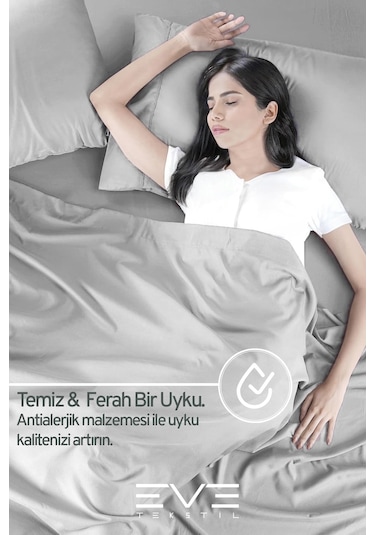 Eve Tekstil Fitted Yüksek Kaliteli Penye Kumaş Tek Kişilik Lastikli Çarşaf Açık Gri