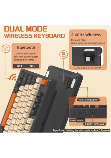 Freewolf M96 2.4g Bt5.0 Çift Bağlantılı Tft Led Ekranlı Reinbow Gaming Oyuncu Klavye