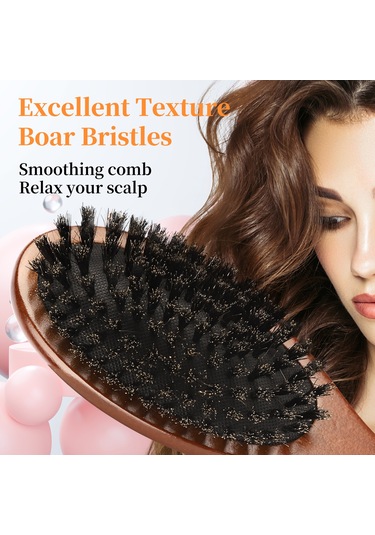 Xiyyadms Saç Tutanaklarını Çözücü Kuru Saç Fırçası - Domuz Tüyü Dişli Saç Bakımı Fırçası - Aşılamalı Saç Bakıma Yardımcı Fırça - Anti-statik Saç Fırçası
