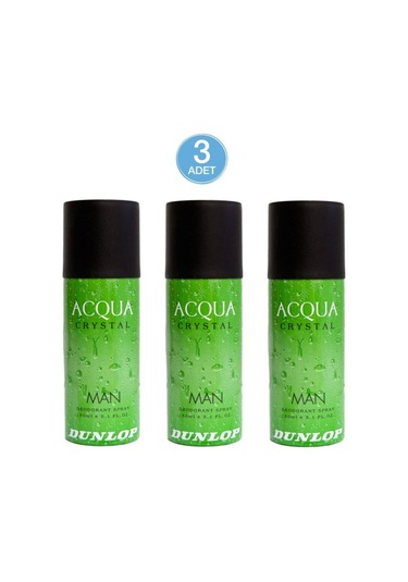 Dunlop Acqua Crystal Erkek Sprey Deodorant 150 ML x 3