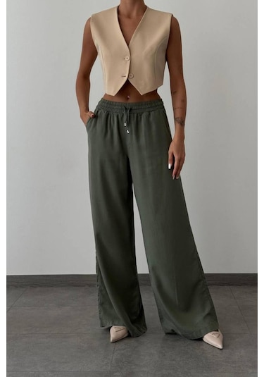 Lacarino 7636 Plazzo Kadın Pantolon Yeşil