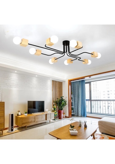 Modern Ahşap Detay Örümcek Avize