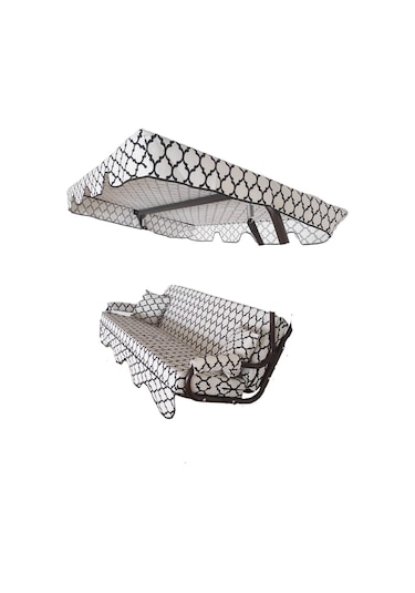 Süngersiz Tenteli Salıncak Kumaş Seti 3 Kişilik Süngersiz 164x47 Cm Alaçatı Model Siyah - Beyaz