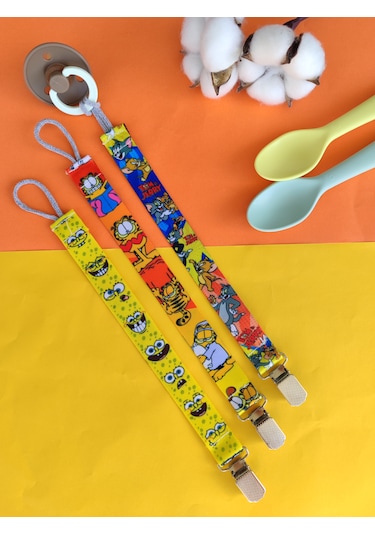 3baby 3'lü Emzik Askısı Seti - Emzik Tutucu Çok Renkli