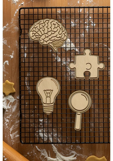 Zeki Çocuk Seti Kurabiye Kalıbı, Hamur Şekillendirici, Bisküvi Kalıbı, Kolay Kesim Ucu Beyaz