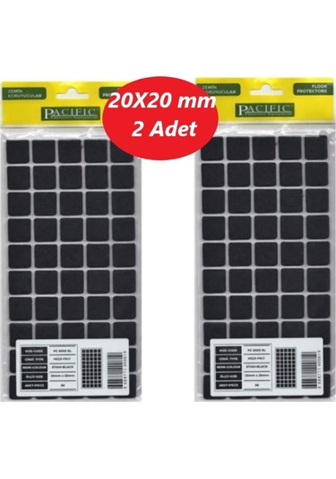 Pasific Zemin Koruyucu 20x20 Mm Siyah Keçe, Ses Ve Çizik Önleyici Siyah Mobilya Keçesi 2 Adet