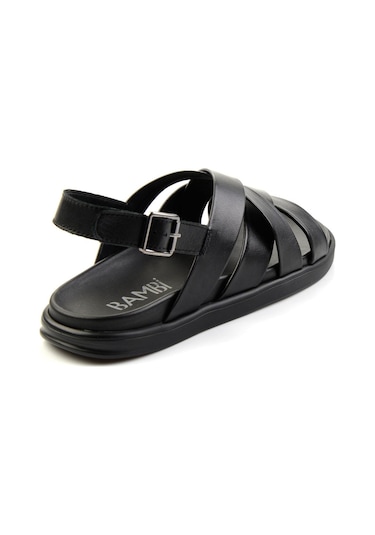 Bambi Siyah Leather Erkek Sandalet E05863955543 Siyah