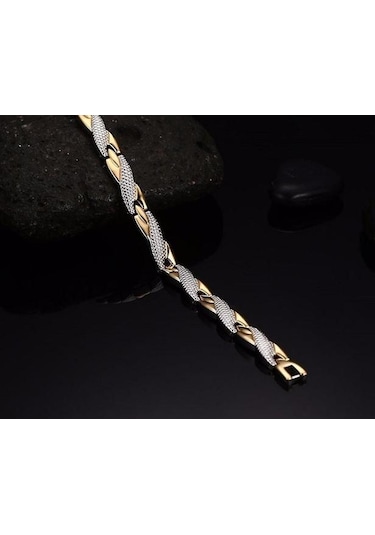 Manyetik Terapi Bilezik Zarif Çelik Bilezik Takı Terapötik Gümüş Ve Altın Kaplama Altın Gümüş Altın - Gümüş