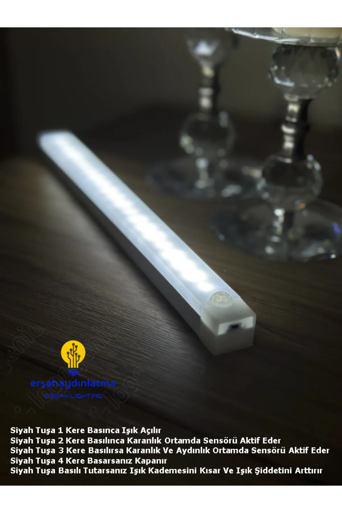 Hareket Sensörlü Led Lamba 30 Cm Beyaz Beyaz