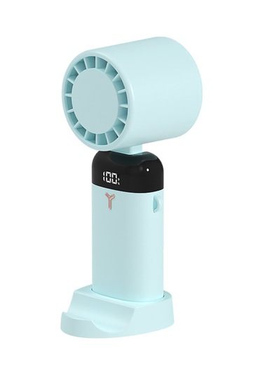 Springsun Taşınabilir Boyun Askılı & Masaüstü Şarjlı Fan - 3600mah, 3 Hız Ayarlı, Telefon Tutucu Pil Göstergeli Mavi