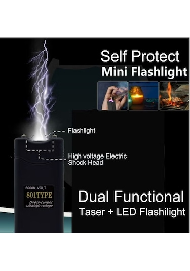 Yuntech01 Güvenli Geçiş Için Usb Şarjlı Çift Fonksiyonlu Metal El Feneri - Güvenlik Ve Aydınlatma, 801 Modeli Siyah