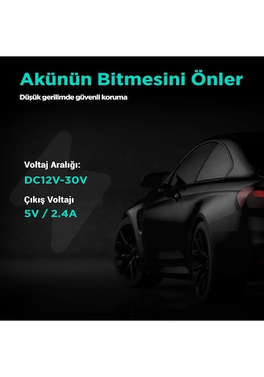 360+ Botslab G300H Pro/HK30 Pro Araç İçi Kamera 24 Saat Park Modu Kiti Akü Bağlantı Kablosu (Micro Usb)