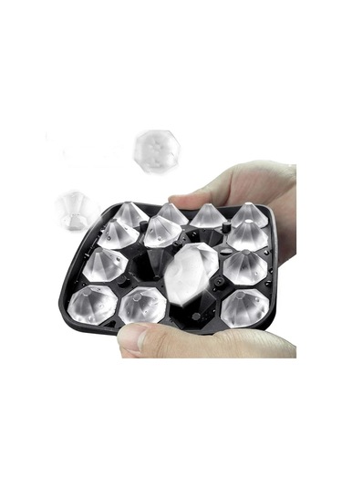 16 Izgara Elmas Buz Kalıbı Kalıp Kutusu Gıda Sınıfı Silikon Buz Siyah