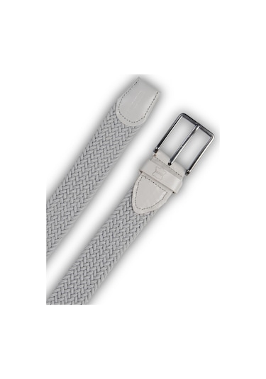 Mft Leather Hakiki Deri Erkek Örgü Esnek Kemer 3,5cm, Açık Gri 9859 Açık Gri