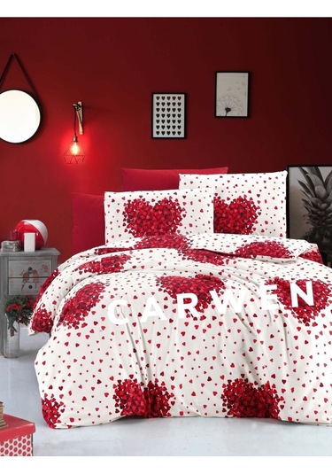 Tek Kişilik Ranforce Pamuk Kumaş Lastikli Çarşaf Seti Kırmızı