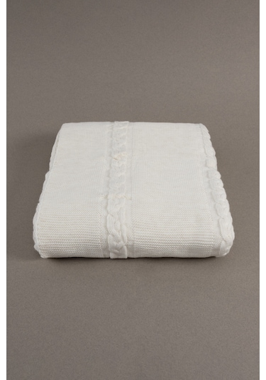 Trenza Krem Çift Kişilik Battaniye 200x220 15025 Krem