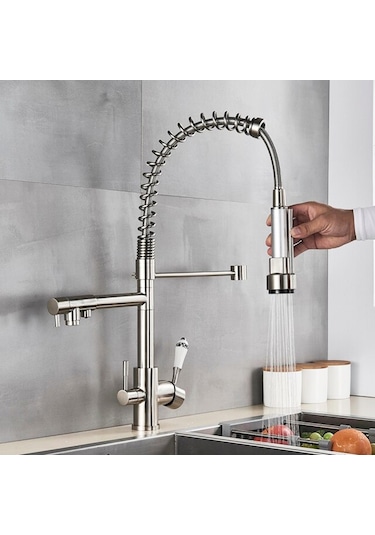 Mutfak Eviye Bataryası Dual Flow Su Arıtma Çıkışlı Spiralli Yeni