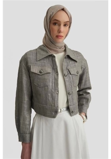 Armine Parlak Baskılı Tüvit Ceket 25y5900 Gri Gri