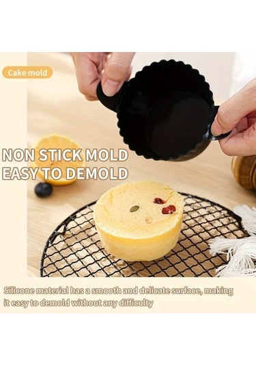 Trendooze 3 Bölmeli Siyah Kalın Mikrodalga Fırın Kek Kalıbı Yumurta Pişirme Kabı Seti