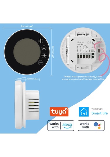 Neevoyu Siyah Wifi Akıllı Termostat: Lcd Dokunmatik Ekran, Uzak Kumanda, Ses Kontrolü İle Gaz Kazanları İçin Entegre Edilebilir