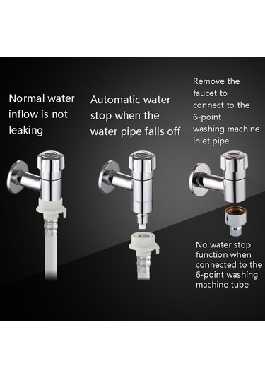 Dancemonkey Cbtx Otomatik Akıllı Su Durdurma Evrensel 4 Nokta Sızdırmaz Çamaşır Makinesi Musluğu Çok Renkli