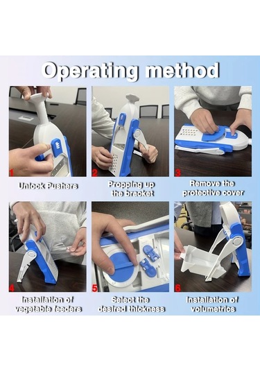 Honeybeeshop Genaı Çok Amaçlı Sebze Doğrayıcı Ve Meyve Dilimleyici Blue Manuel Gıda Rendesi Ayarlanabilir Paslanmaz Çelik Bıçak İle Patates Soğan Havuç İçin 1 Parça