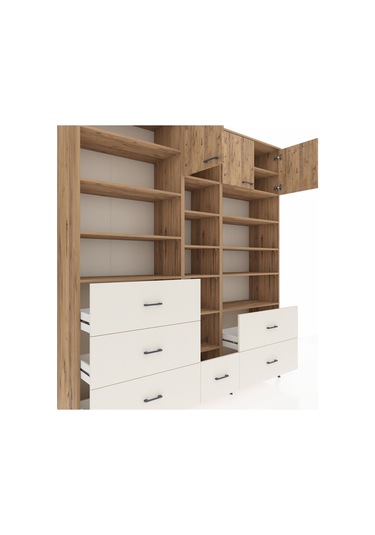 Hyperion Dolap 17 Raflı 6 Çekmeceli 3 Kapaklı 220x44x243 Çam-çam/aytaşı Atlas Çam/aytası