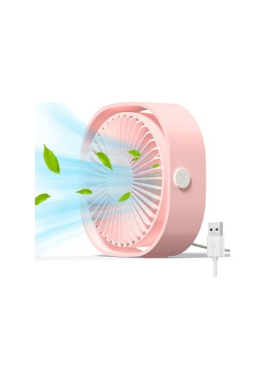 Yingfu Küçük Usb Fan, Taşınabilir Ofis Fanı, 360 Dönüş Pembe