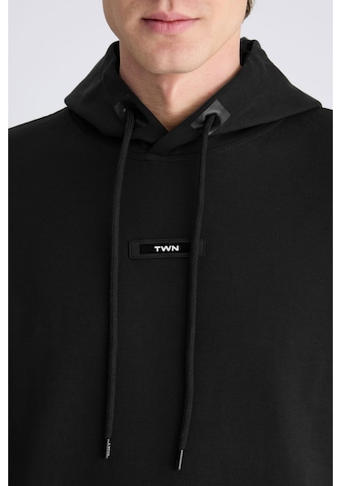 Twn Slim Fit Siyah Düz Örgü Pamuklu Sweatshirt 5ece247020042 Çok Renkli