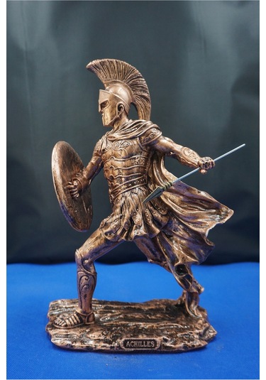Achilles Aşil Mitolojik Tasarım - Ev Ofis Dekoratif Hediyelik Aksesuar 19 Cm Bakır