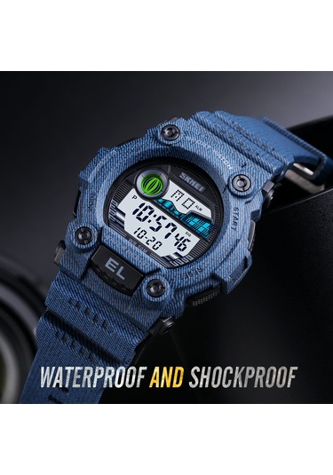 Xindoker Skmeı 1635 Kısa Beden Mavi Kamuflaj Çocuk Spor Saati - Saat, Hafta, Tarih, Alarm, Işıklandırma Ve 5atm Su Geçirmezlik Çok Renkli